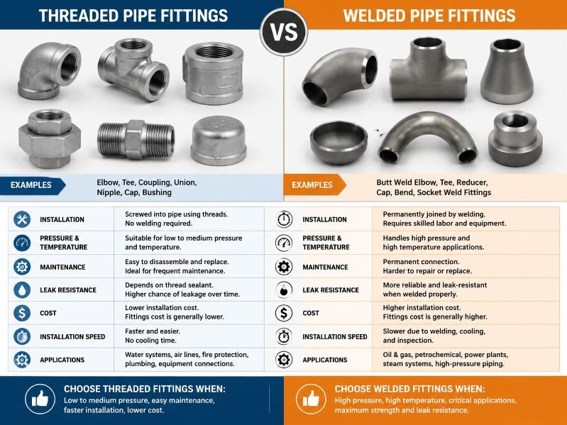 threaded pipe fittings vs welded fittings