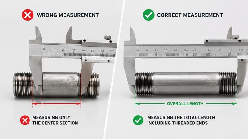 how to measure pipe nipple length