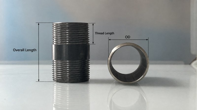 compare with pipe nipple length and pipe nipple thread length
