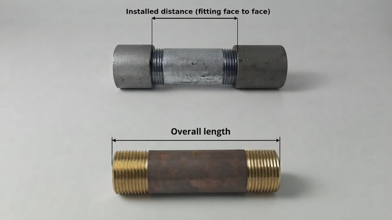 pipe nipple overall length vs installed connection distance